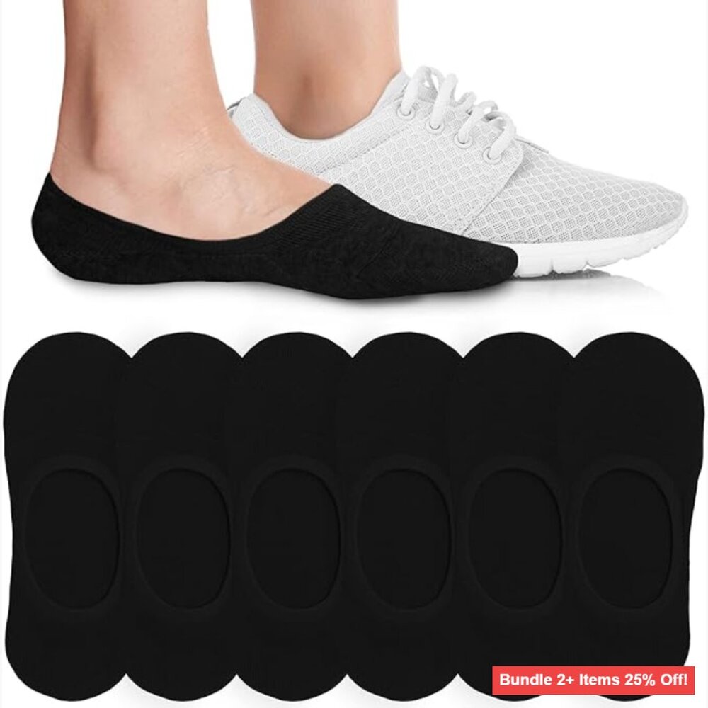 Non-Slip No-Show Socks for Women, Cotton-Spandex Blend, US Size 8-10